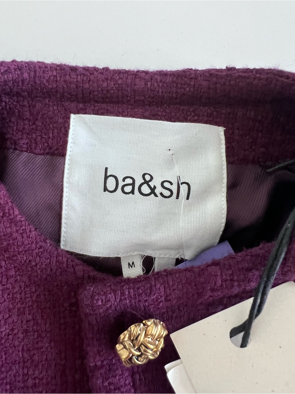 ba&sh Plum Textured Collarless Boxy Blazer size Medium new with tags - Picture 5 of 16